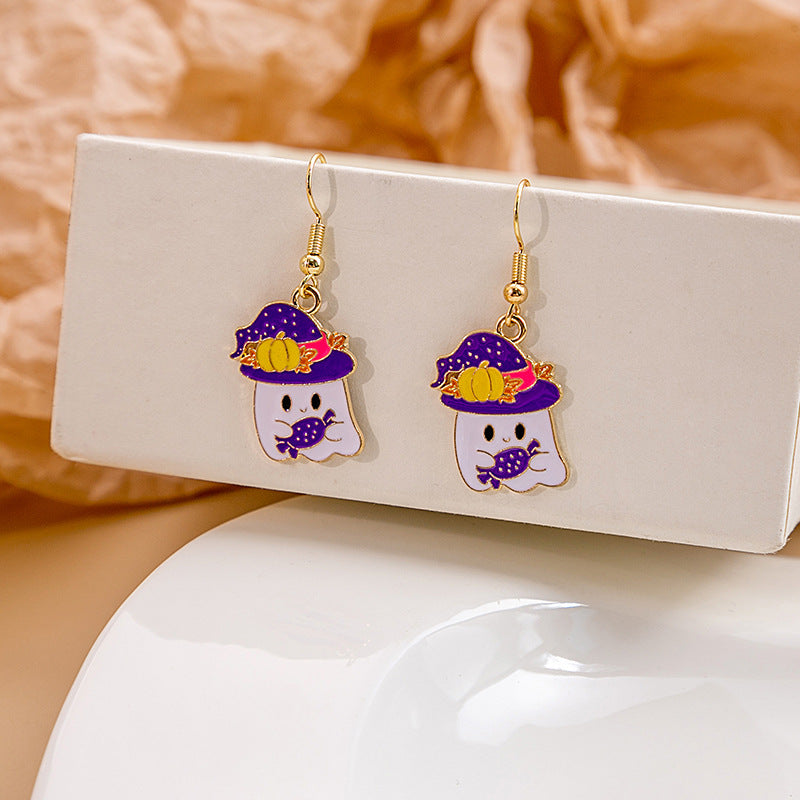 Wholesale Halloween Bat Pumpkin Funny Horror Skull Eye Earrings